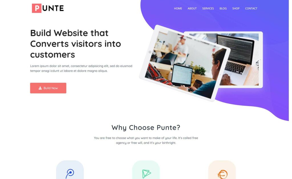 Punte Free Multipurpose WordPress theme