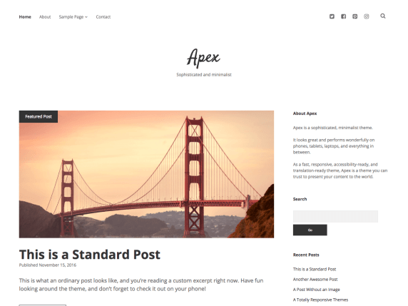 Apex wordpress theme