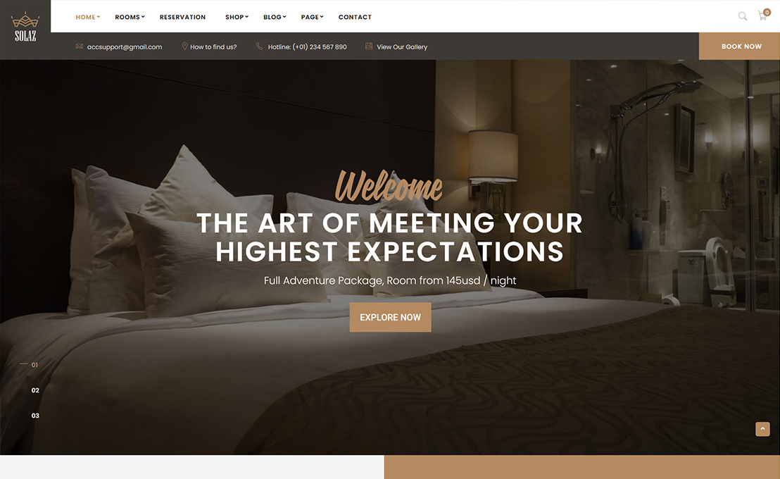 Download Free Hotel & Lodge WordPress Theme: Solaz 