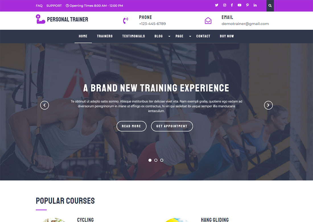 Personal Trainer personal WordPress Theme free