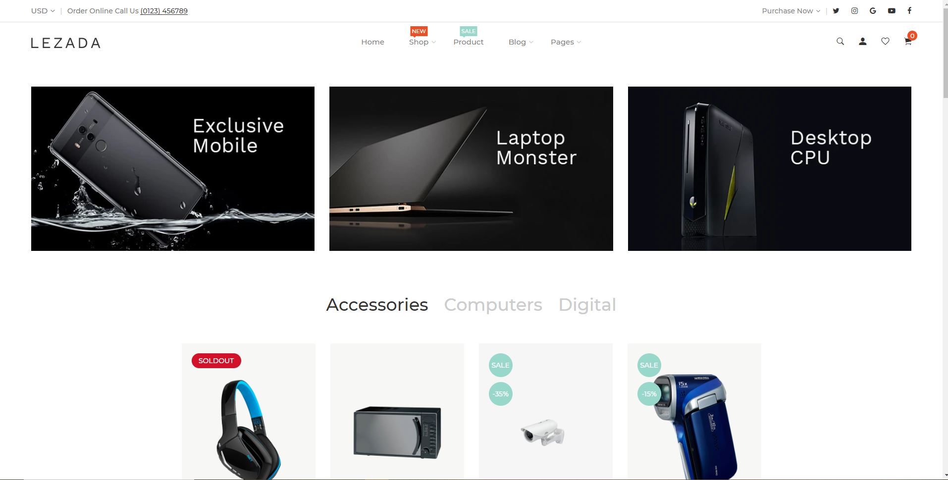 Shopify Electronics Theme: Lezada