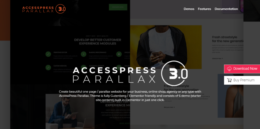 Free parallax WordPress theme