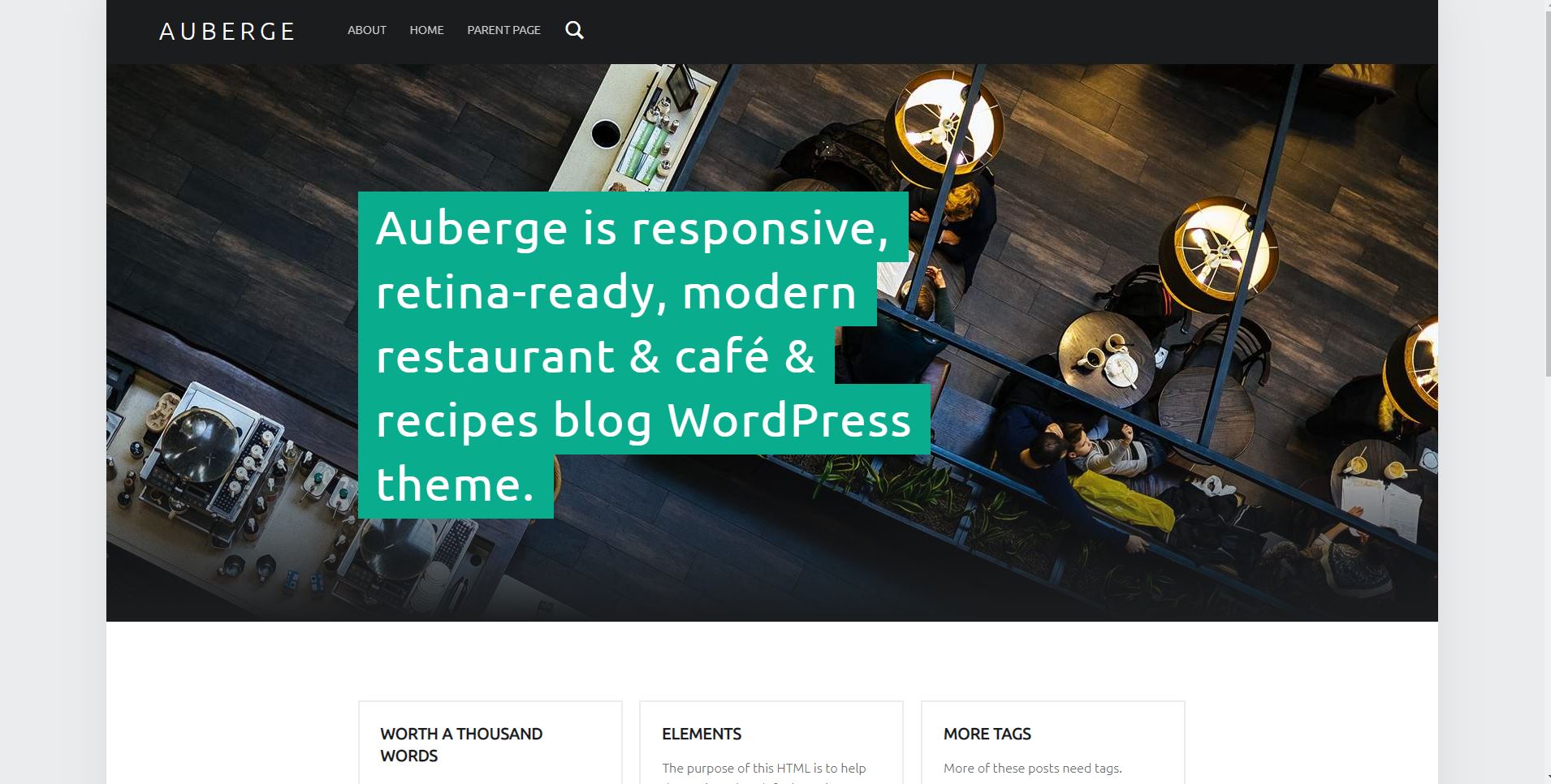 Free WordPress restaurant theme: Auberge