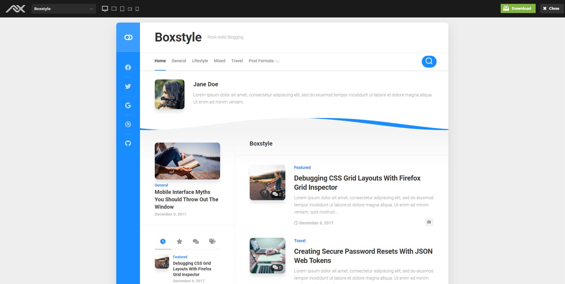 Boxstyle personal WordPress Theme free