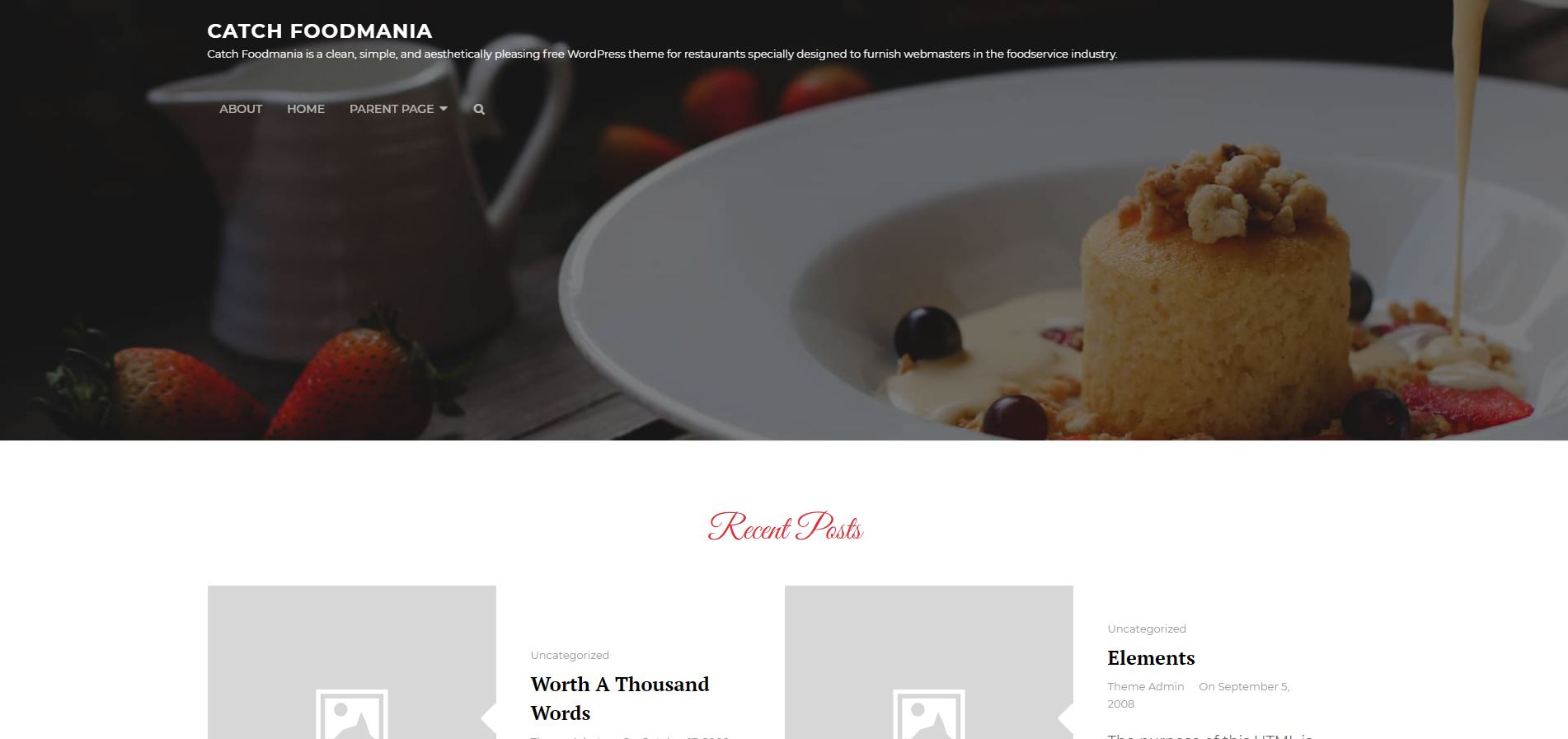 Free WordPress restaurant theme: Catch Foodmania