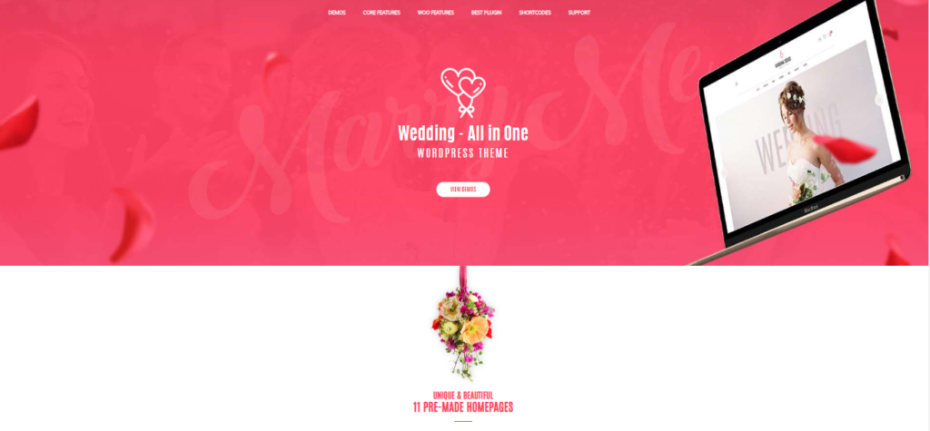 download wordpress free wedding website theme 2016