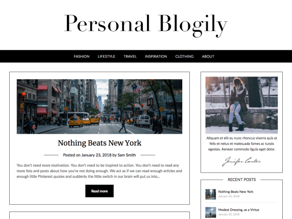 Personal Blogily personal WordPress Theme free