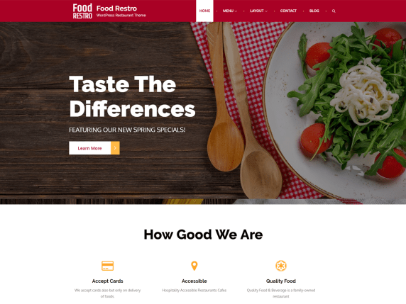 Free WordPress restaurant theme: Food Restro