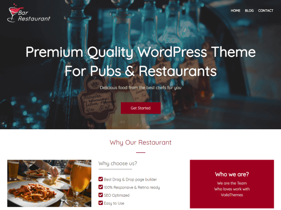 Free WordPress restaurant theme: Bar Restaurant