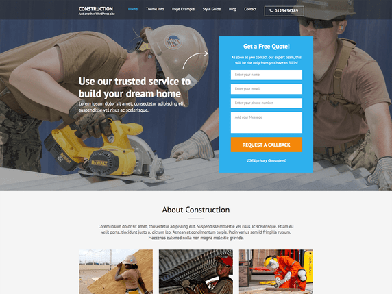 WordPress Construction theme free