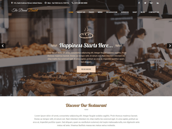 Free WordPress restaurant theme: Bread and Cake