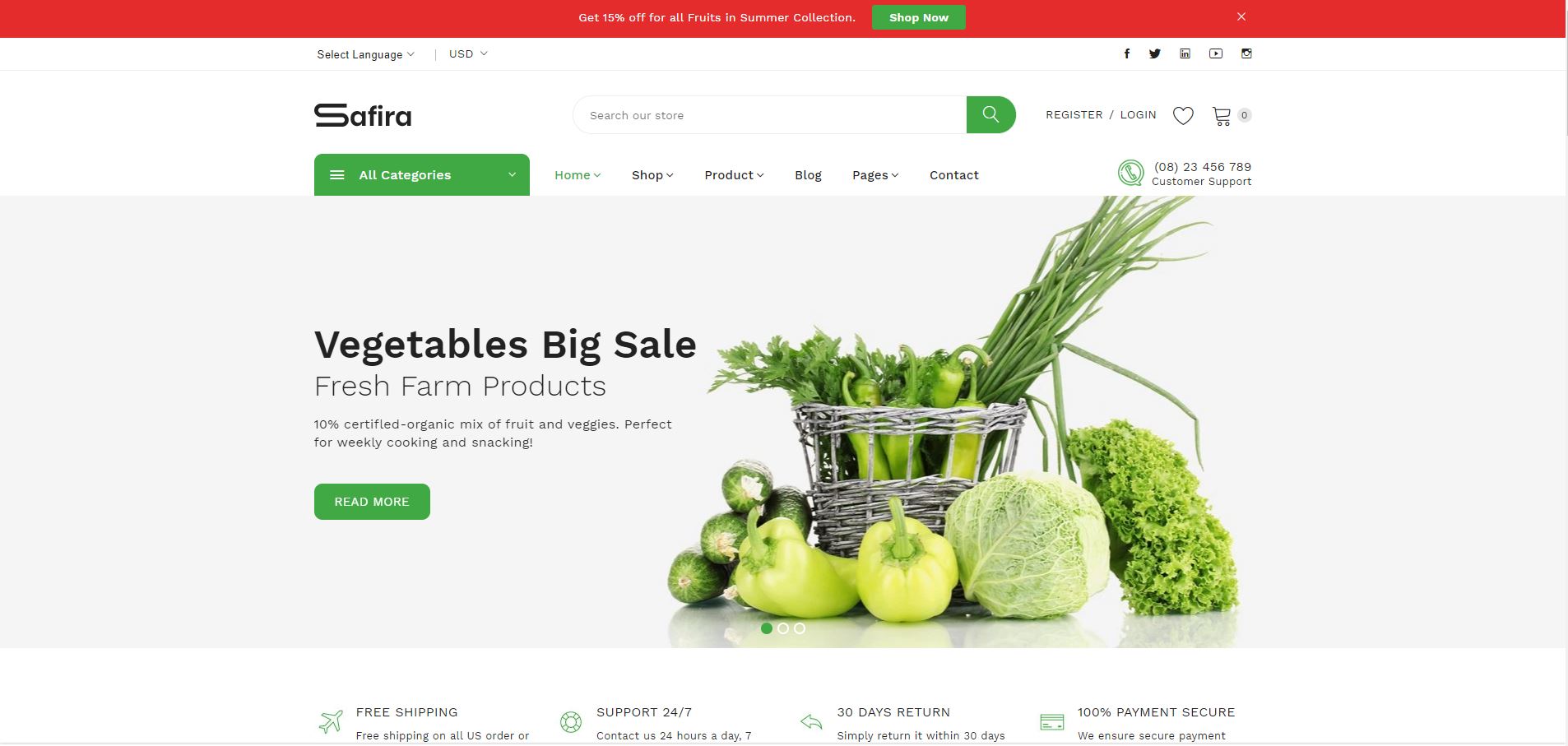 Safira – Organic Food Shopify Theme