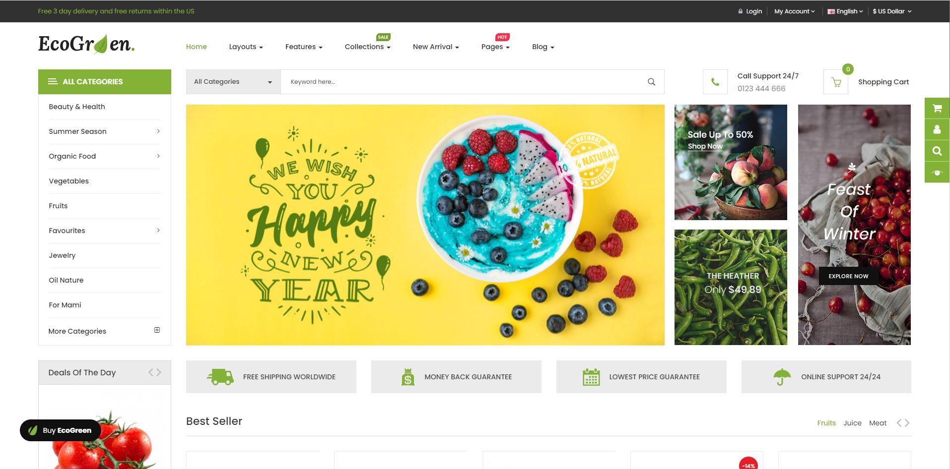 Fruits and vegetables opencart theme