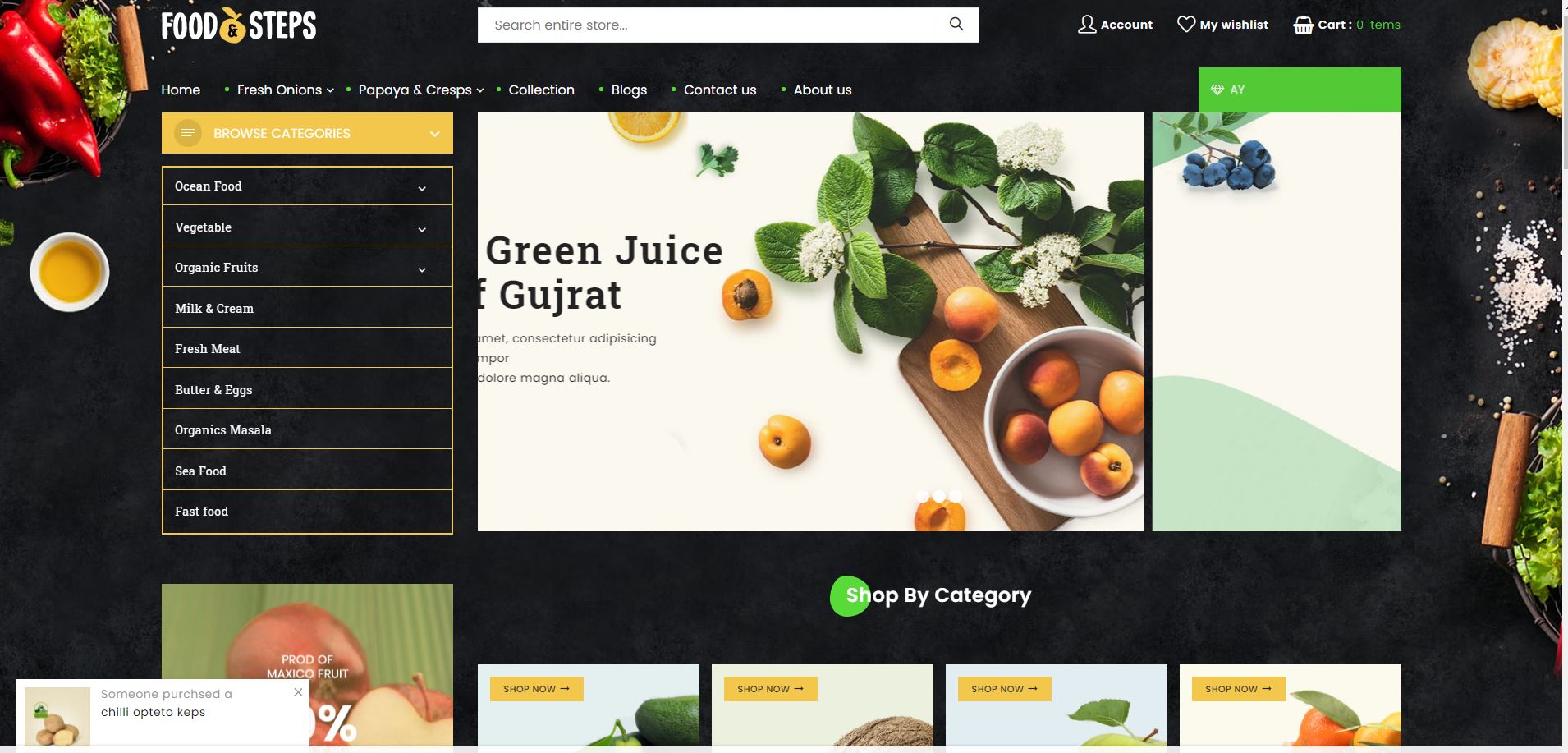 Food Steps Fruits and vegetables Shopify Theme