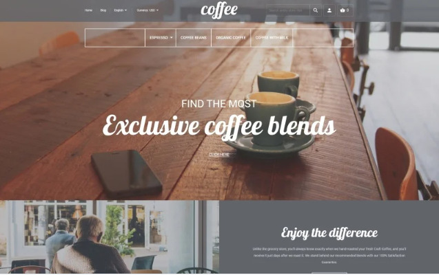 coffee shop Magento theme