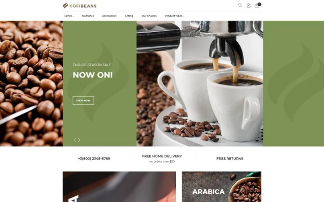 coffee shop Magento theme