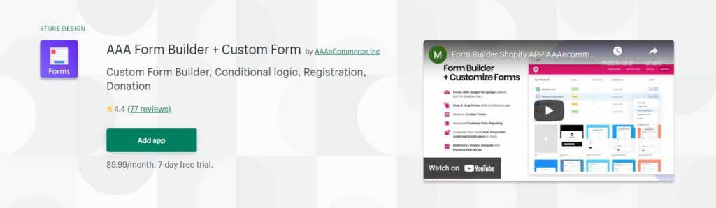 AAA Form Builder + Custom Form