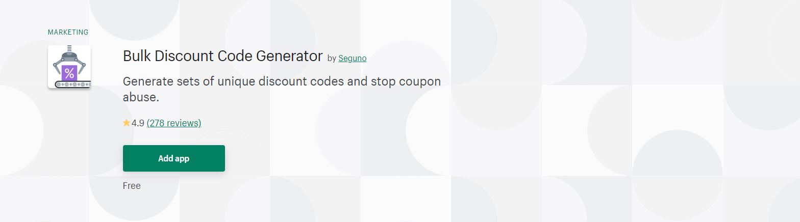 Bulk Discount Code Generator