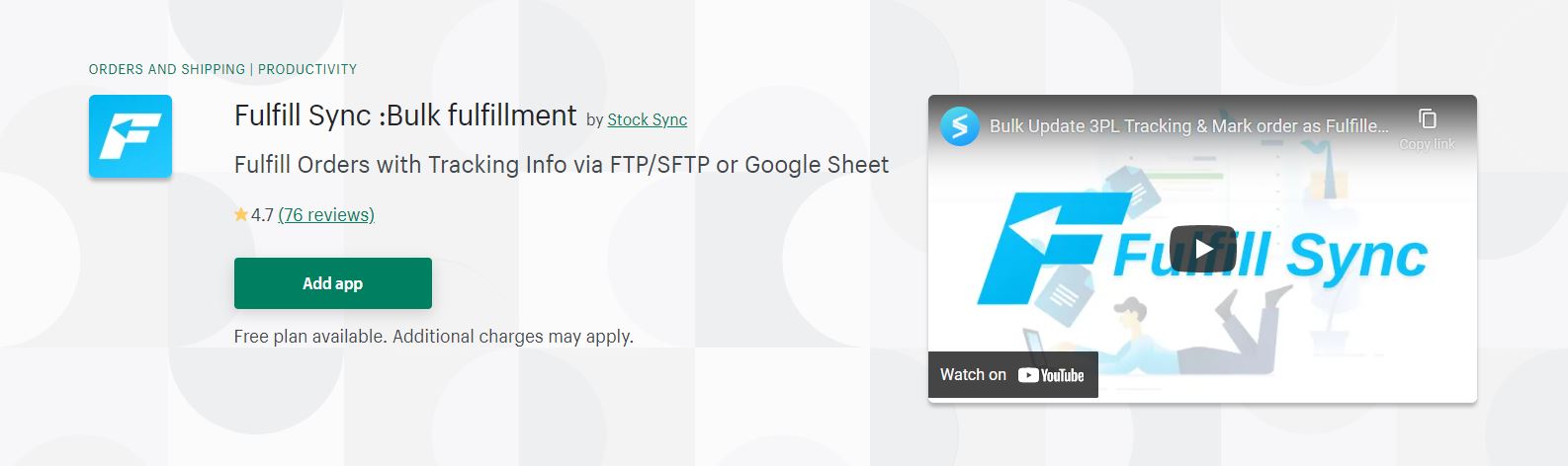  Fulfill Sync :Bulk fulfillment