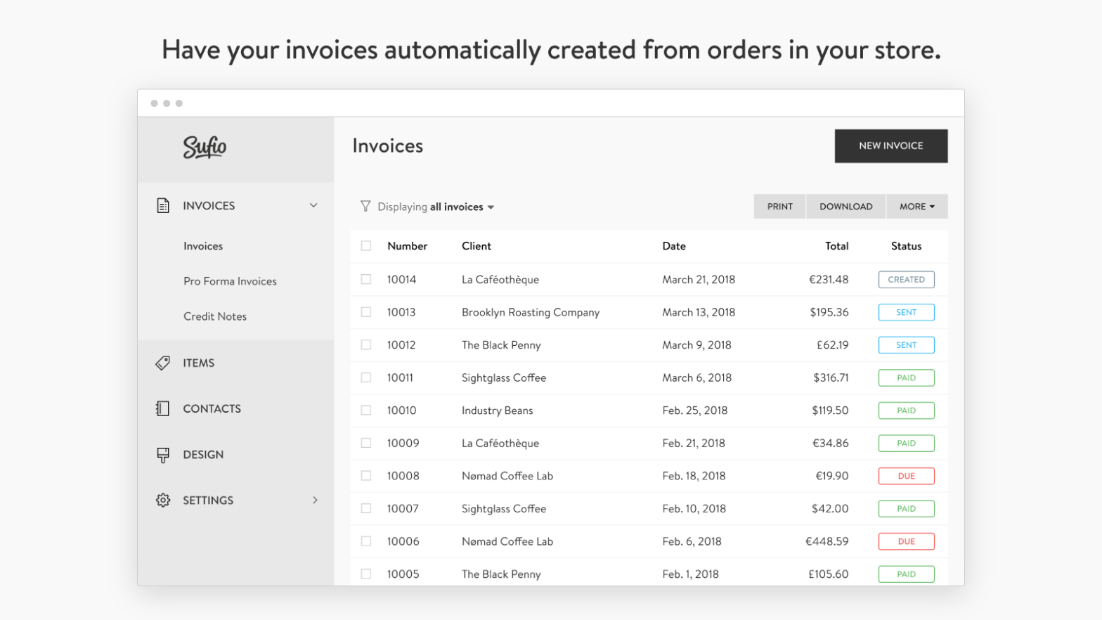 invoice in shopify