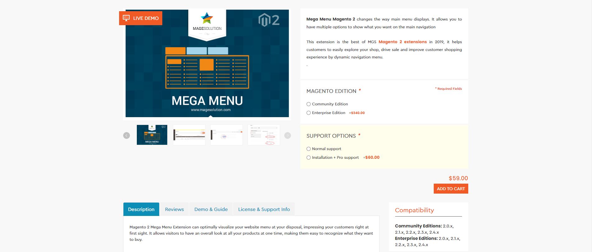 Magento mega menu extension