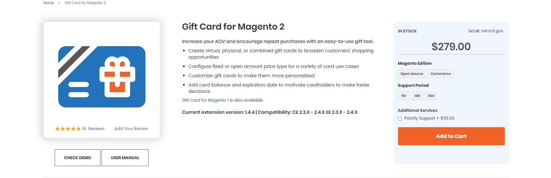 Magento gift card extension