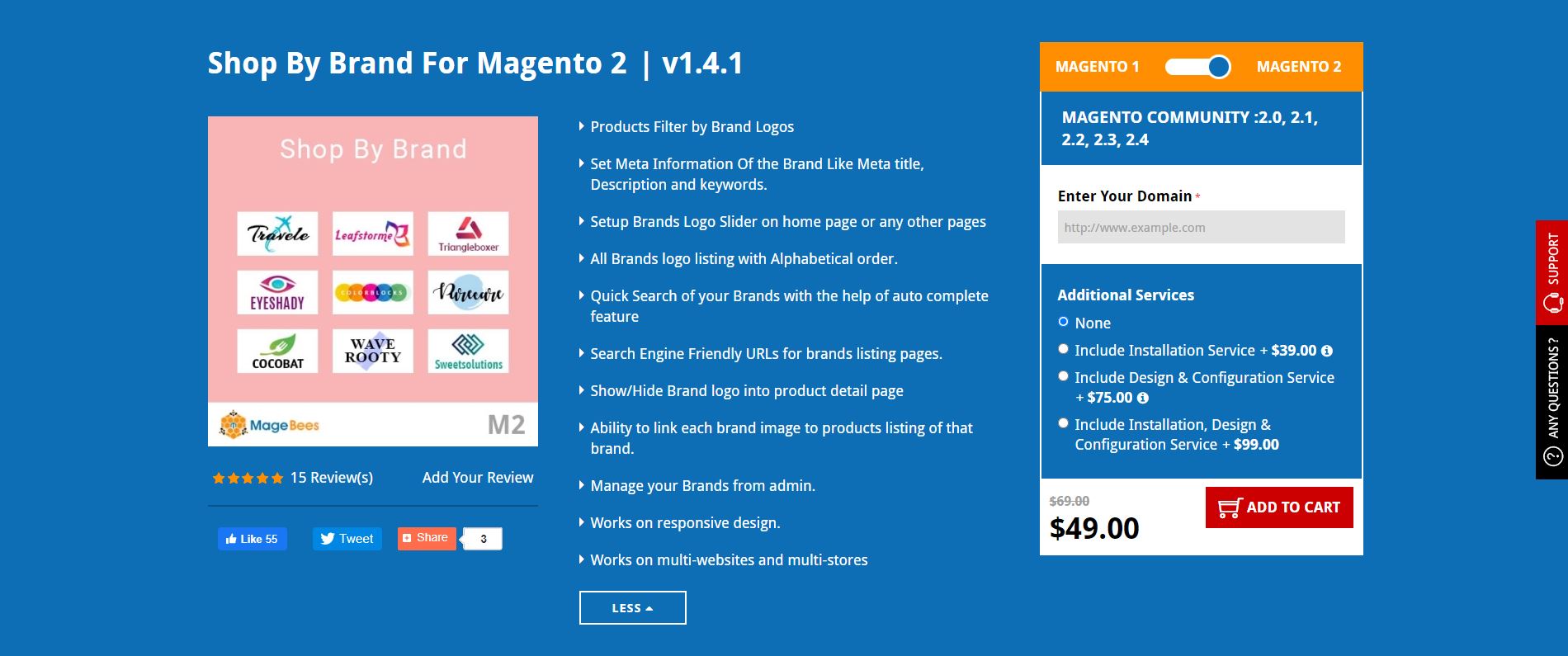 Shop by brand Magento extension