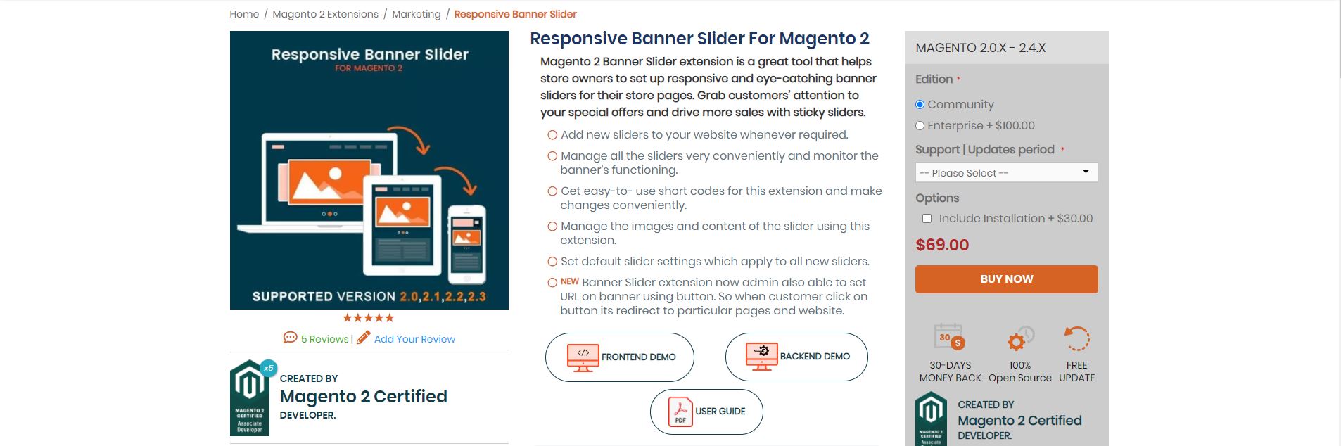 Magento banner slider extension: