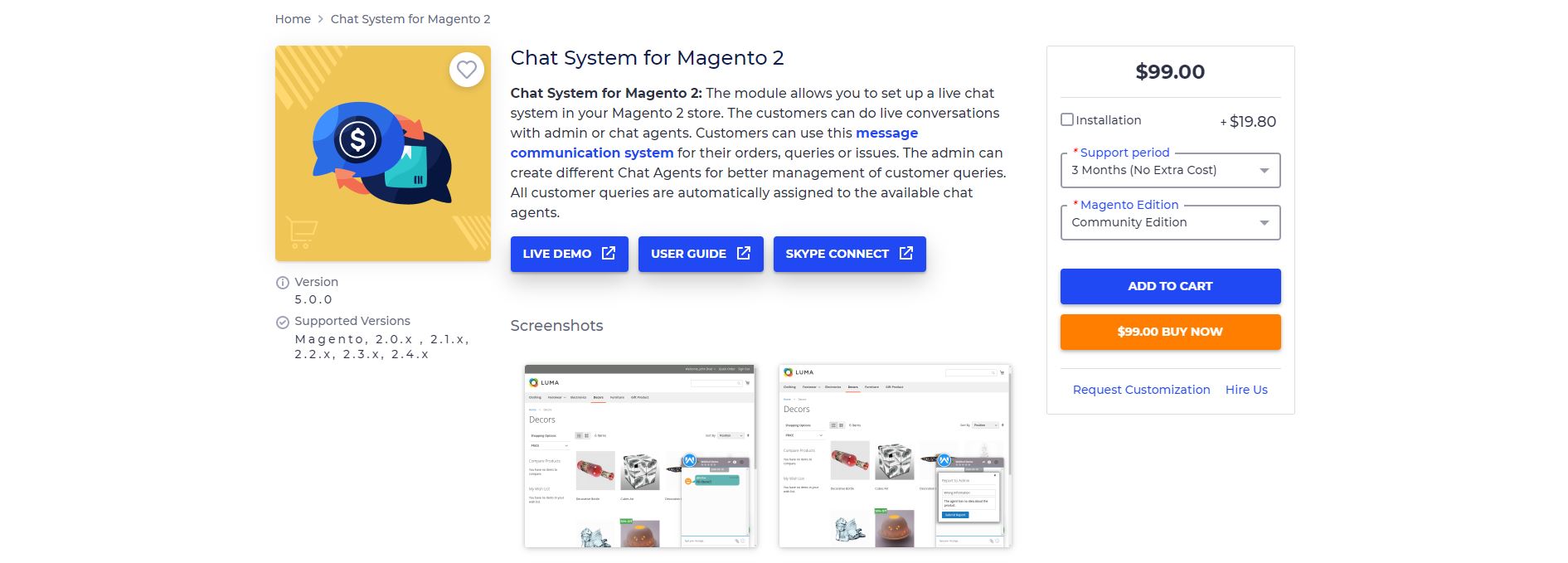 Magento live chat extension