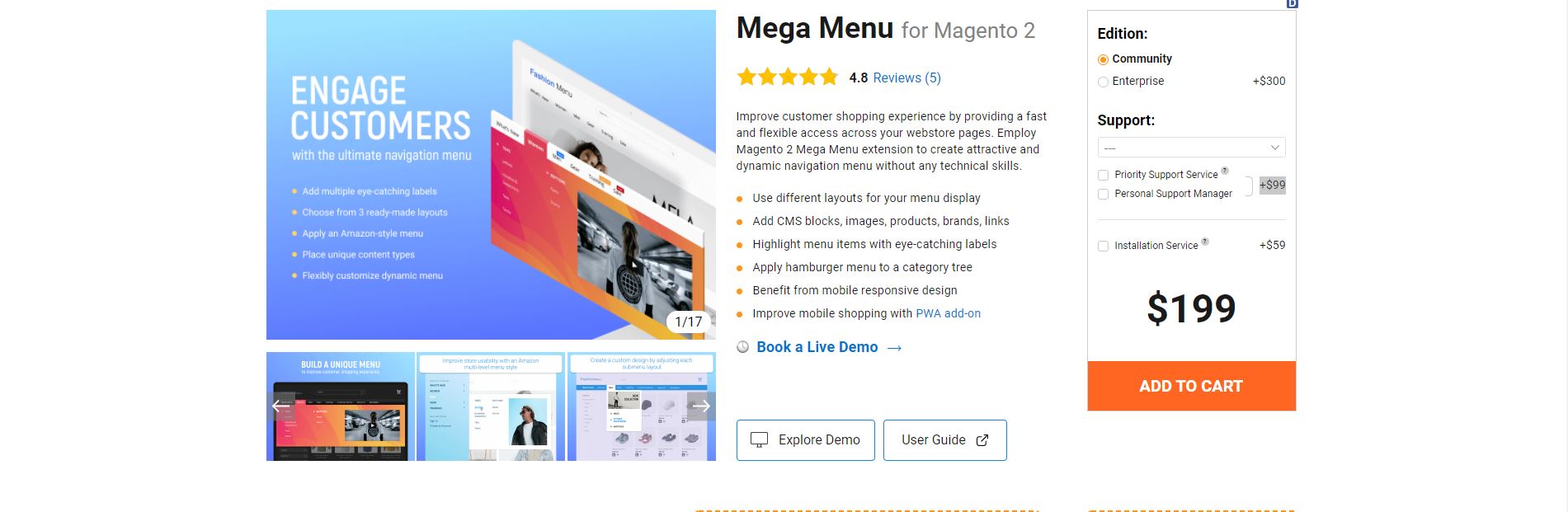 Magento mega menu extension