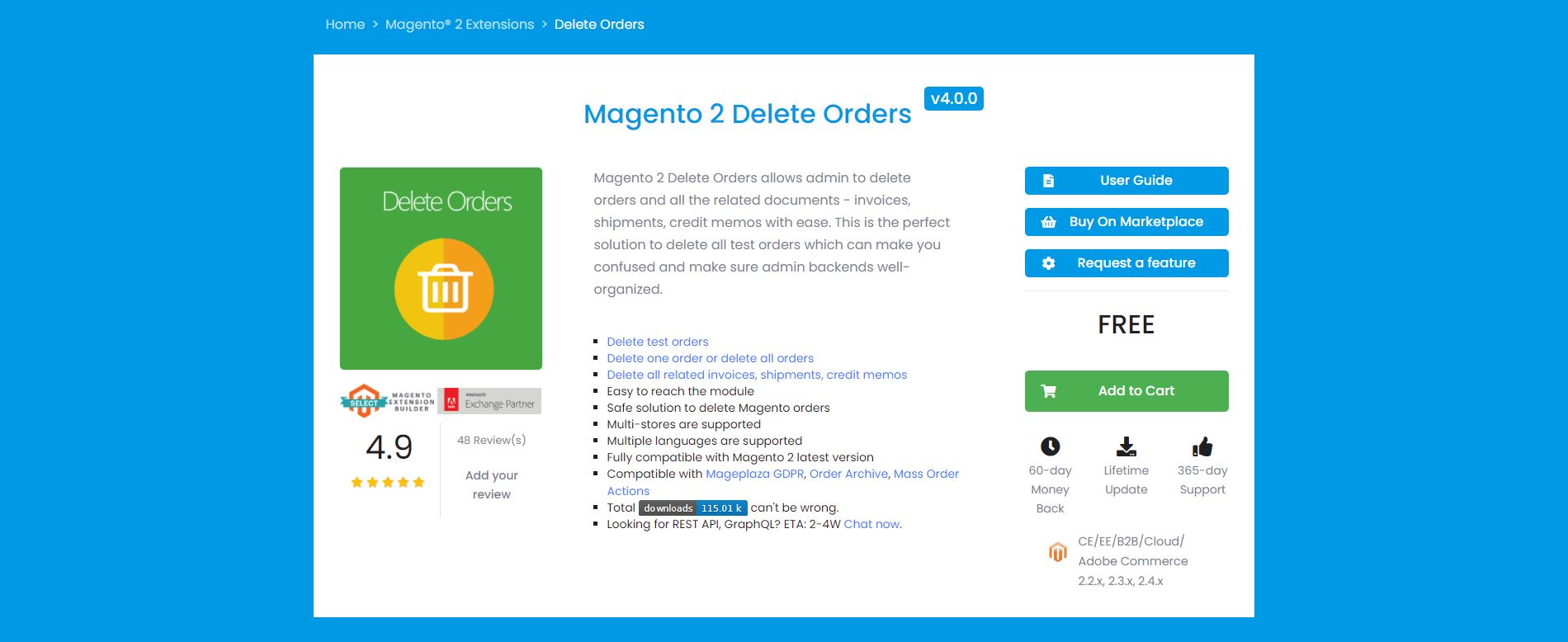 Magento Delete Order Extension
