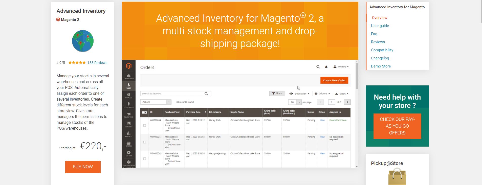 Magento inventory management extension