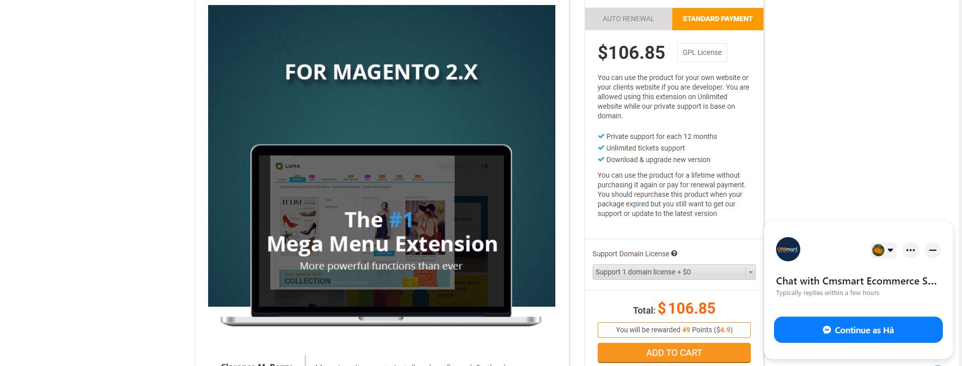 Magento mega menu extension
