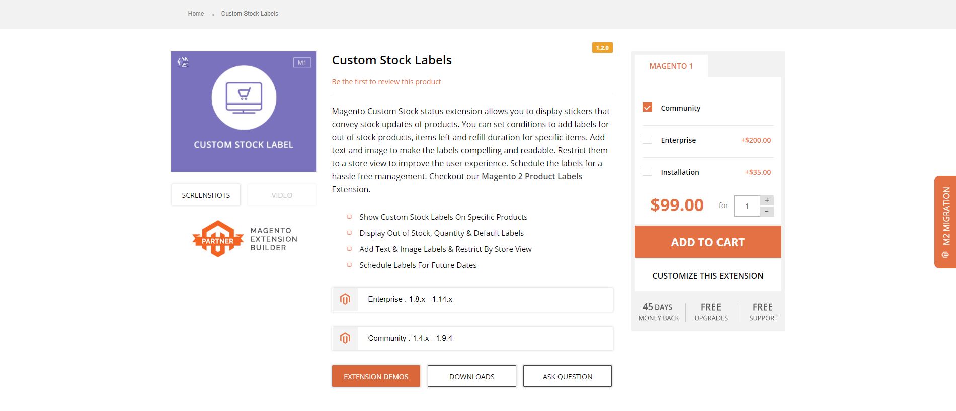 Magento custom stock status extension