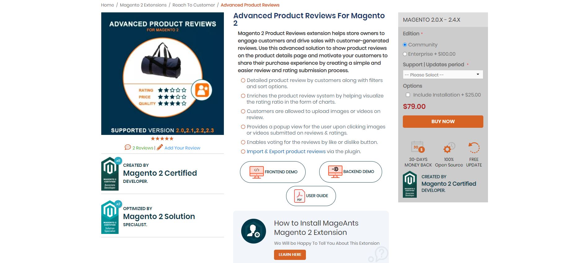 Magento review extension