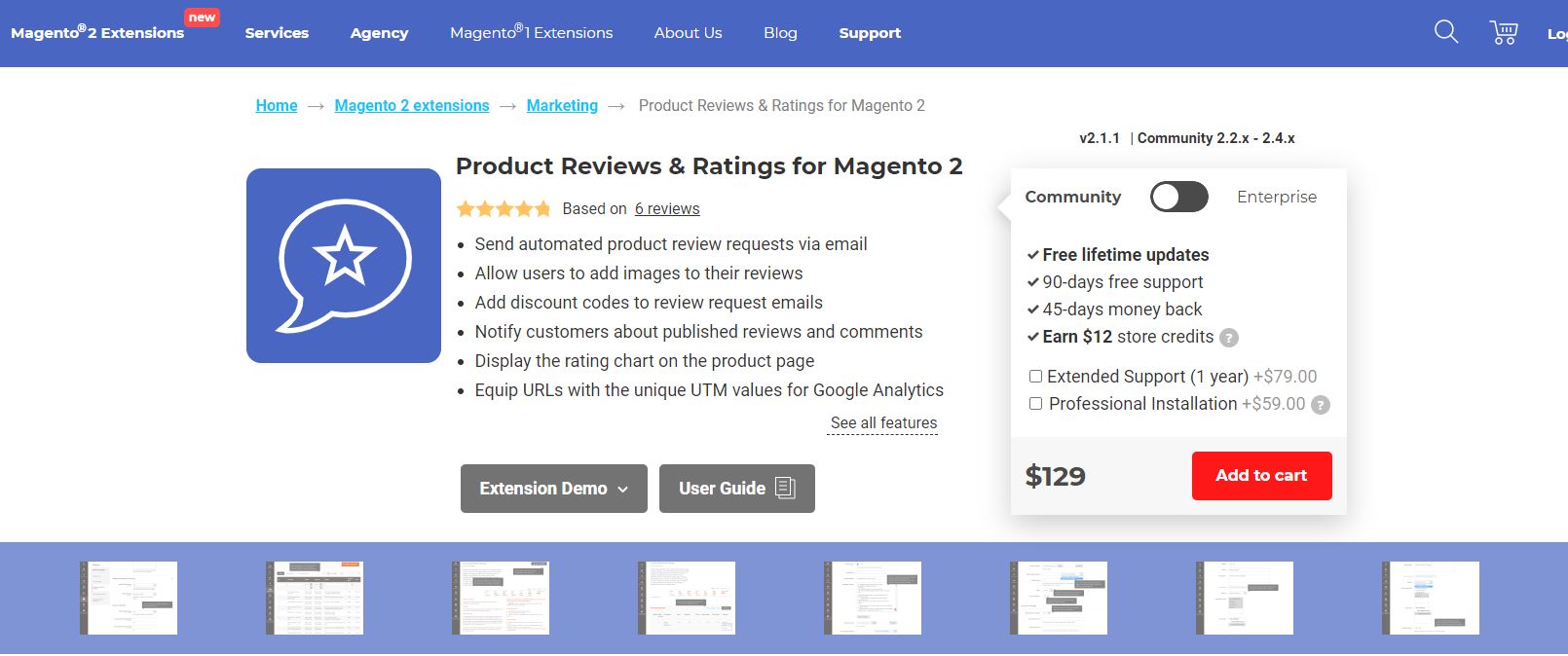 Magento review extension