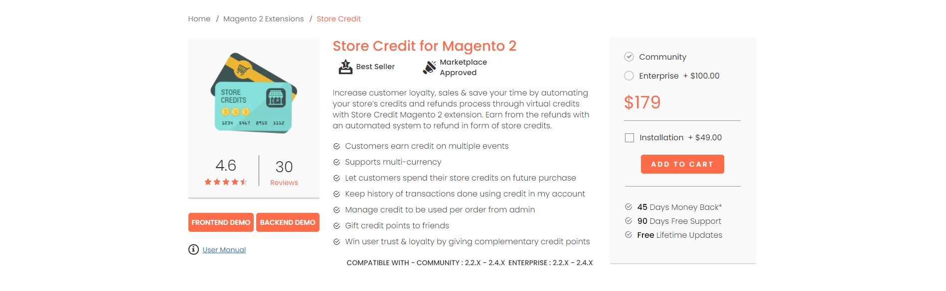 Magento store credit extension