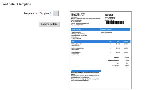 magento invoice template pdf