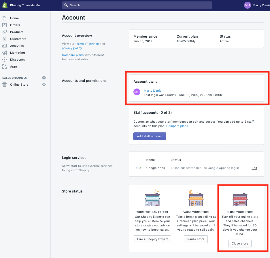 How to cancel shopify account