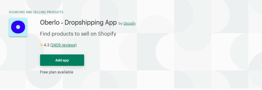 Oberlo on the Shopify App