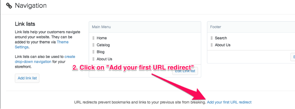 “Add your first URL redirect”