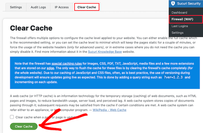 clear wordpress cache