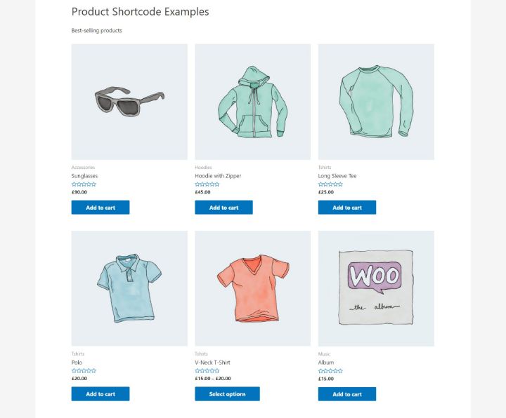 Woocommerce shortcodes