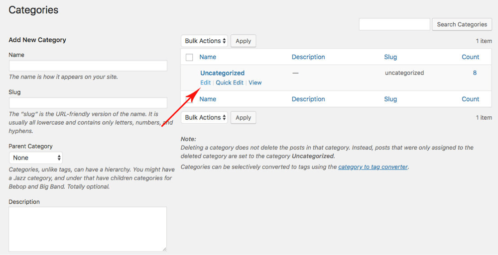 how to remove uncategorized category in WordPress
