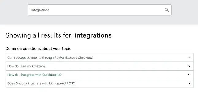 Shopify Help Center Collapsible FAQs