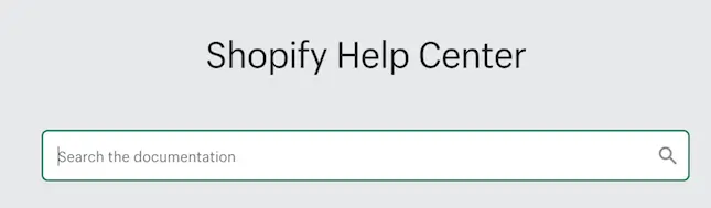 Shopify Help Center Search Bar