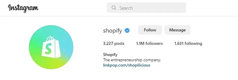 Shopify Instagram Account