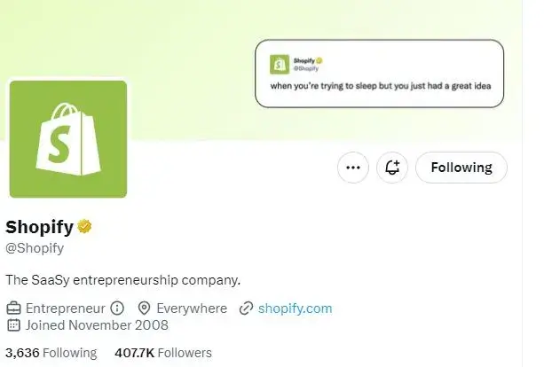 Shopify Twitter Account