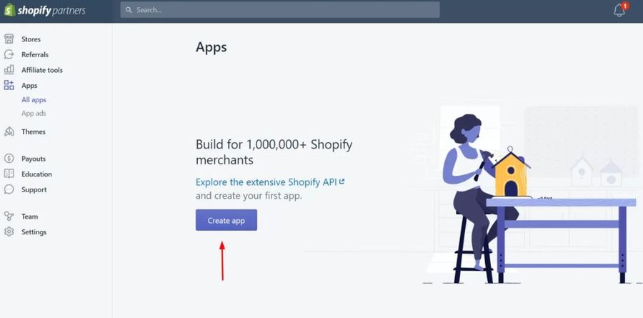 Create App in Shopify Partner Admin