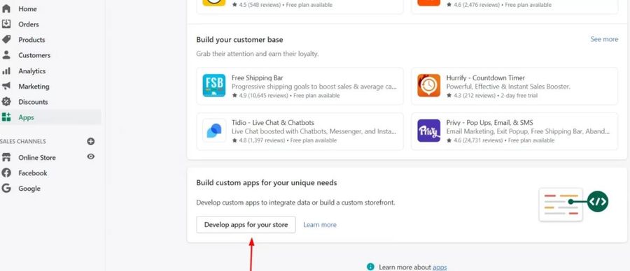 Develop Apps for Your Store in Shopify Admin